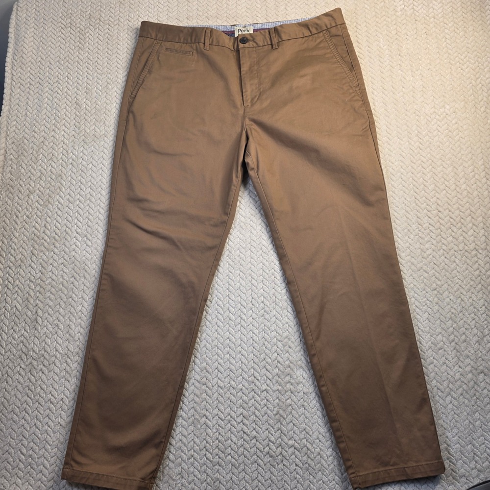 Perk‎ Feel Good Chinos Mens 40x30 Brown Slim Fit Stretch Cotton Twill Pants